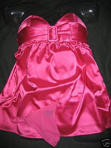NEW VICTORIA SECRET SEXY SATIN BUCKLE VIXEN BABYDOLL M