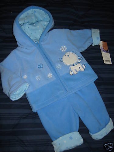 NWT CARTERS BLUE HOODIE PANT SNOWFLAKE LOT 3 3MO