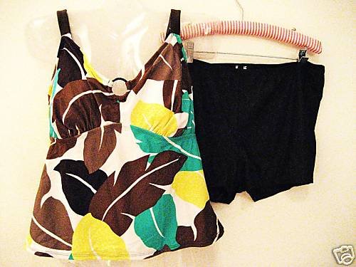 NWT KEYHOLE RING TANKINI SHORTINI SHORTS SWIMSUIT 26W