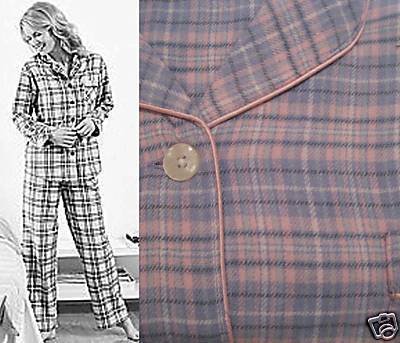 NEW WOMAN PRETTY PLAID FLANNEL PAJAMA PJ SET LOUNGE M-L