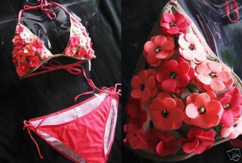NEW VICTORIA SECRET MESH FLOWER JEWEL TRIANGLE BIKINI L