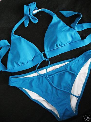 NEW VICTORIA SECRET SEXY BANDED HALTER BIKINI SET L