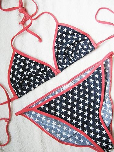 NEW OP VICTORIA SECRET STRING BIKINI STARS STRIPES M