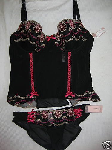 NWT PINK/BLACK RIBBON CORSET BUSTIER BONING M/S LOT