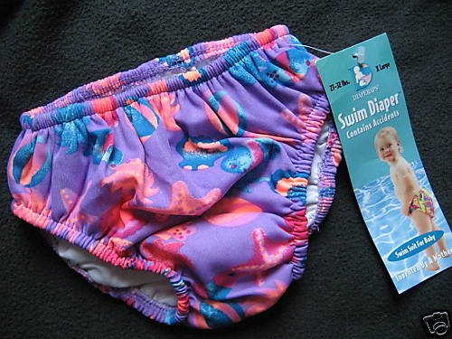NWT DIAPERAPS DIAPER SWIMSUIT 24MO GIRLS PURPLE PINK