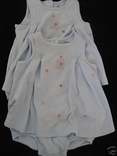 NEW CARTERS TWIN GIRL LOT KEEP COOL SUNSUITS DRESS 12MO