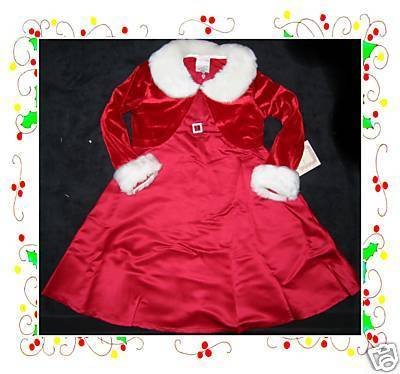 NWT GIRLS HOLIDAY CHRISTMAS MARABOU RED DRESS CAPE 6