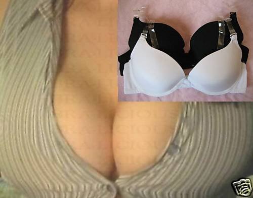 EXTREME CLEAVAGE PUSH UP AIR GEL BRA 34B CLEAR STRAPS