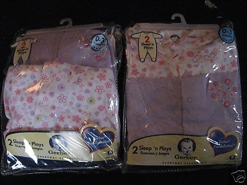 NWT GERBER TWINS SLEEP PLAY PURPLE FLORAL 0-3MO 0 3