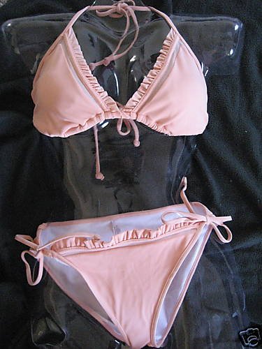 NEW VICTORIA SECRET BEACH SEXY RUFFLE STRING BIKINI L