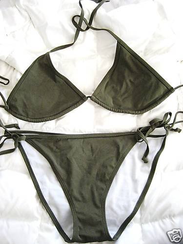 NEW VICTORIA SECRET SEXY ARMY CAMO TINY GREEN BIKINI L