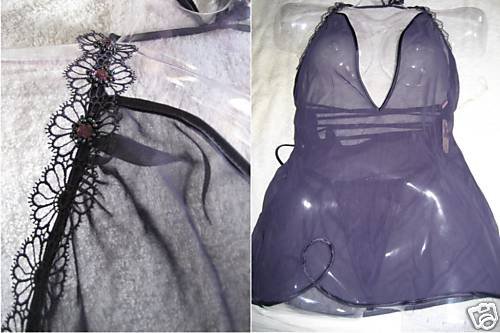 NWT VICTORIA RHINESTONE SEE THRU LINGERIE SILK LOT XS