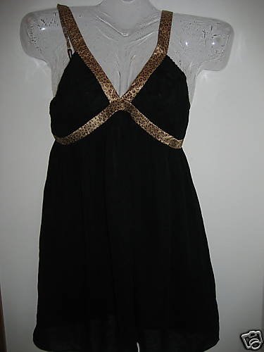 NWT VICTORIA SECRET LEOPARD BABYDOLL sheer LINGERIE M
