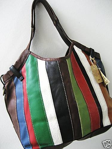 NEW LUCKY BRAND TECHNICOLOR LEATHER&SUEDE PURSE*HOBO