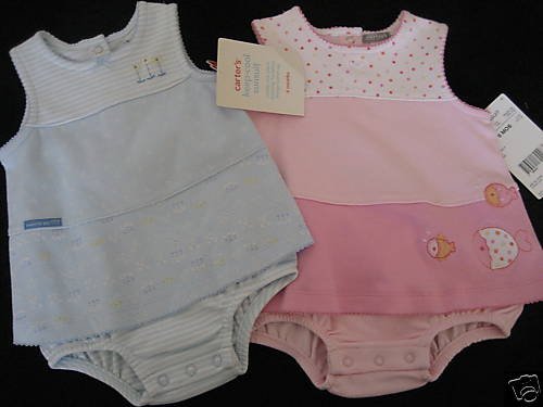 NWT TWIN GIRLS CARTERS KEEP COOL SUNSUITS DRESS 6MO