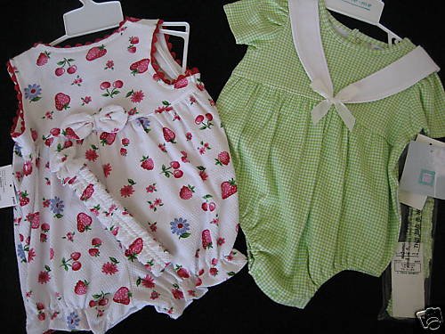 NWT TWIN GIRLS LOT ROMPER SUNSUITS HEADBANDS 3-6MO
