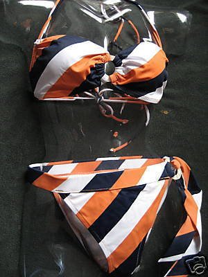 VICTORIA SECRET PREPPY RUGBY STRIPE BANDEAU BIKINI L