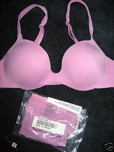 NWT VICTORIA SECRET PADDED PUSH UP BRA PANTY SET 34A S