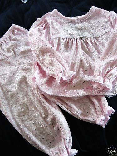 NWT girl PRINCESS FRILLY SPARKLY PINK PAJAMA SET 24 mo