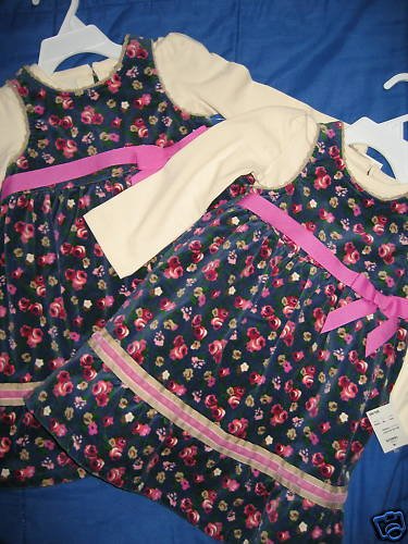 NWT TWINS GIRLS HOLIDAY VELOUR BLUE DRESS SET LOT 18 MO