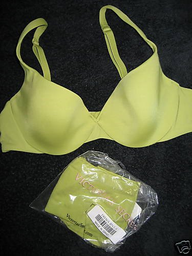 NEW VICTORIA SECRET DEMI IPEX BRA PANTY SET 34A GREEN!