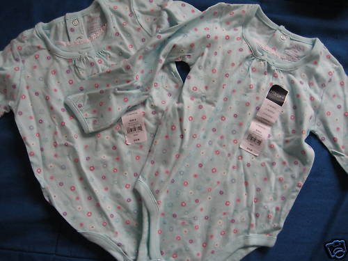 NWT AQUA FLORAL L/S SHIRT BODYSUIT GIRL TWINS LOT 24 M