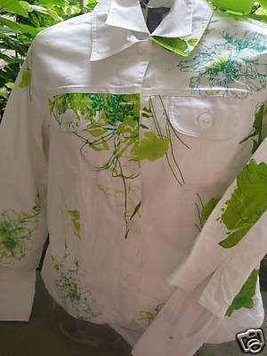 COLDWATER CREEK WHITE JACKET ASIAN FLORAL PETITE PS NEW