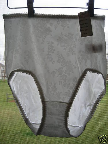 NEW SATIN-Y FLORAL HI CUT PANTY FULL BRIEF M L XL