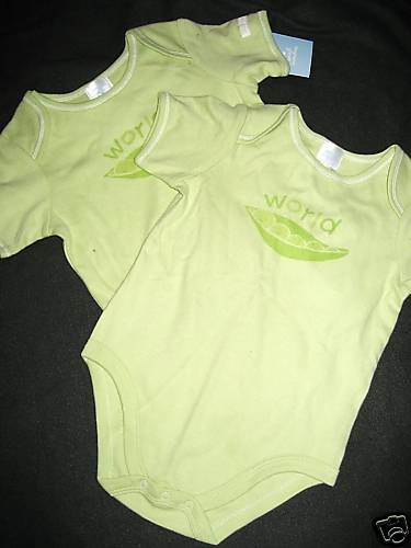 NEW 18MO GIRLS OR BOYS TWINS "PEAS IN POD" ONESIES LOT