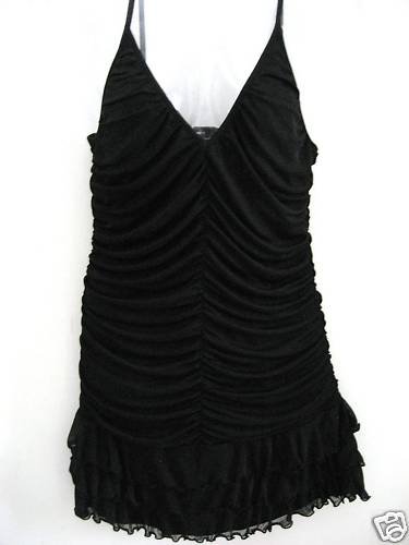 NEW VICTORIA SECRET FLIRTY RUCHED RUFFLE DRESS BLACK L