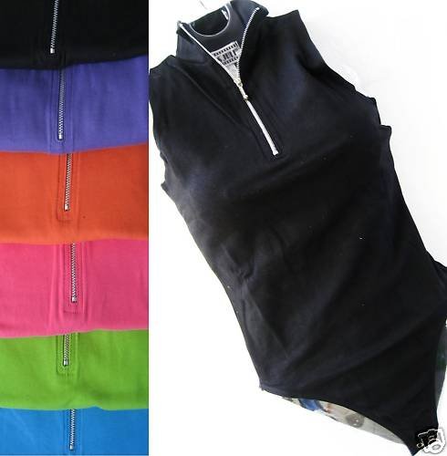 NWT ZIP ZIPPER FRONT SEXY SLEEVELESS BODYSUIT LEOTARD
