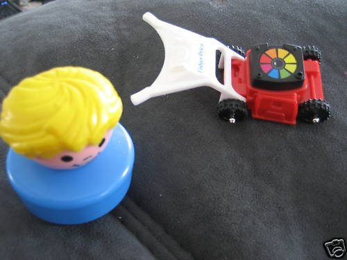 NEW FISHER PRICE LITTLE PEOPLE MINI MOWER RARE FIGURE!