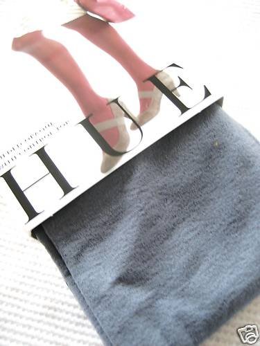 NWT NEW HUE CONTROL TOP SUEDED OPAQUE STEEL TIGHTS sz 3
