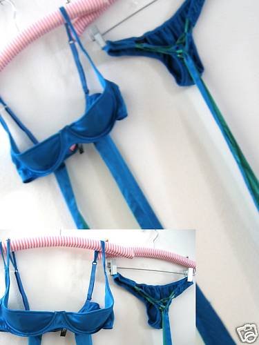NWT VICTORIA SECRET SHELF BRA LONG RIBBON PANTY LOT S