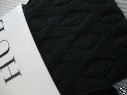 NWT NEW HUE HEAVY PATTERN DIAMONDS BLACK KNIT S/M