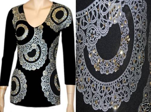 NEW BOSTON PROPER EMBELLISHED JEWEL SEQUIN SWEATER TOP