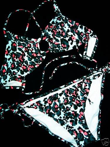 NEW VICTORIA SECRET NEON LEOPARD ANIMAL STRING BIKINI M