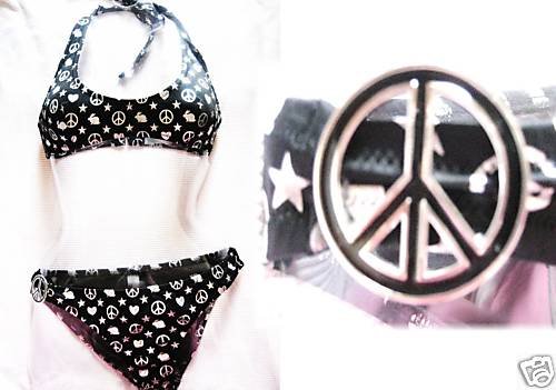 NEW VICTORIA SECRET PEACE CHARM PADDED FOIL BIKINI S