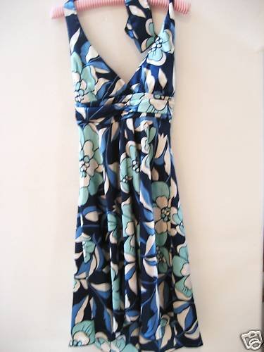 NWT MOD SATIN PADDED HALTER SEXY DRESS EMPIRE TIE S