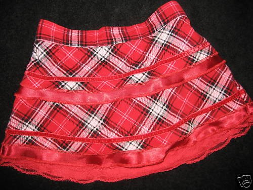 NEW GIRLS PLAID RIBBON LACE VELVET SKIRT TIERED HOLIDAY