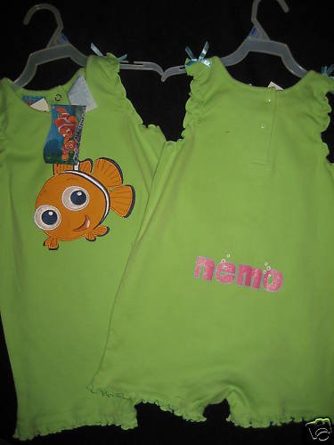NWT LOT TWINS NEMO GREEN SUNSUITS ROMPERS SET GIRL 24