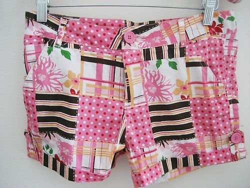 NEW GIRLS PINK MADRAS PLAID POLKA DOT FLORAL SHORTS 16