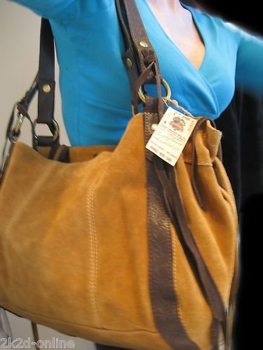 NWT LUCKY BRAND EASY RIDER LARGE FRINGE TOTE BAG PURSE SUEDE LEATHER BROWN