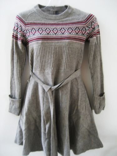 new VICTORIA SECRET Lambswool FAIR ISLE belted *TWIRL* SKIRT SWEATER DRESS M