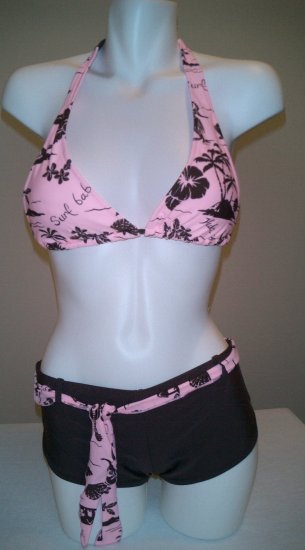 Pink and Brown Island Bikini Shorts