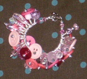 Pink Buttons fringe Bracelet