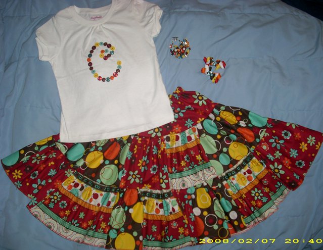 Custom Boutique OUTFIT bows, bracelet, skirt and shirt