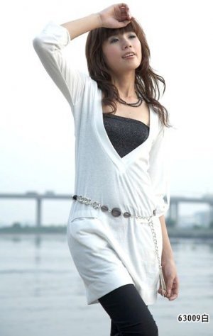 eBeauty*63009 - White Designer deep low V Cut Shirt Style Top (inner tube is excluded)