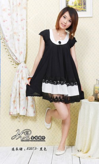 SOLD OUT eBeauty*313 - Black Glamorous cute Korean Dress (with 2 layer of lace décor at the bottom)