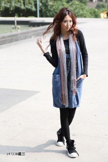 eBeauty*197238 - Blue Stunning Unique Korean Sweet Dress (comes with long sleeves black shirt)
